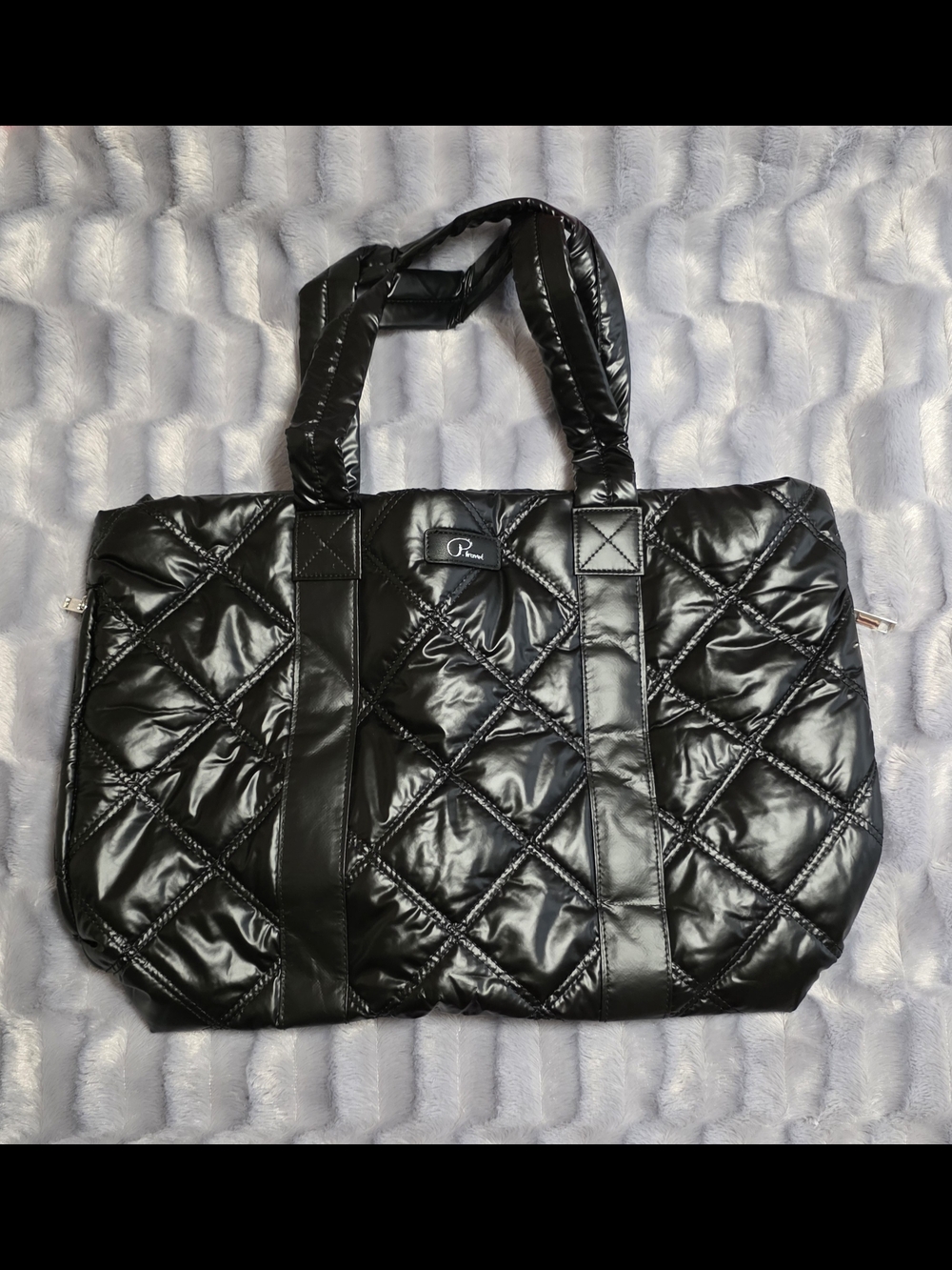 Black Quilted Puffer Tote Bag